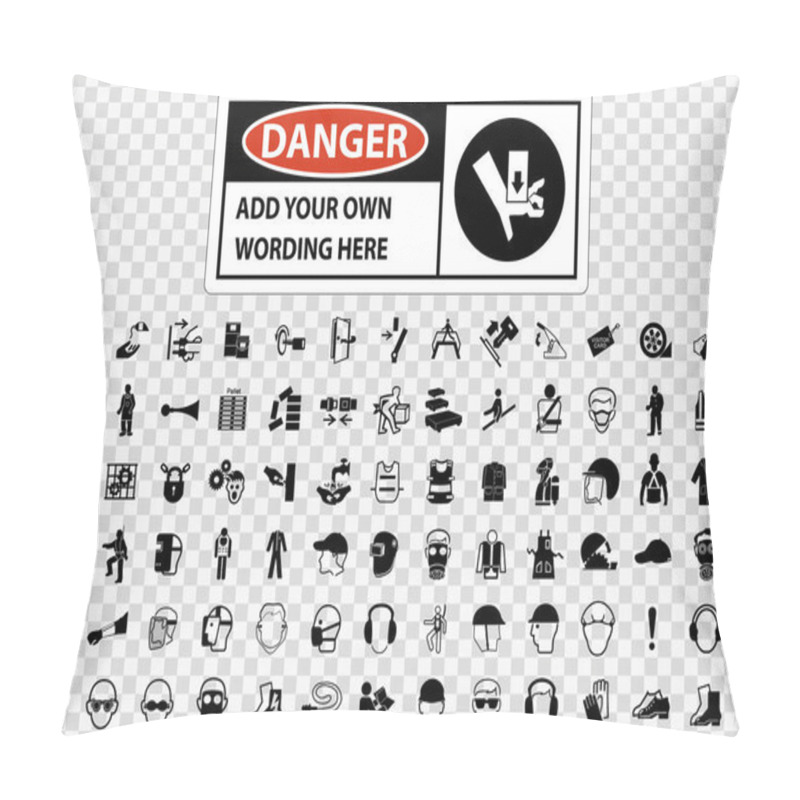 Personality  Symbol Safety Sign Danger Lable Isolate On Transparent Background,Vector Illustration  Pillow Covers