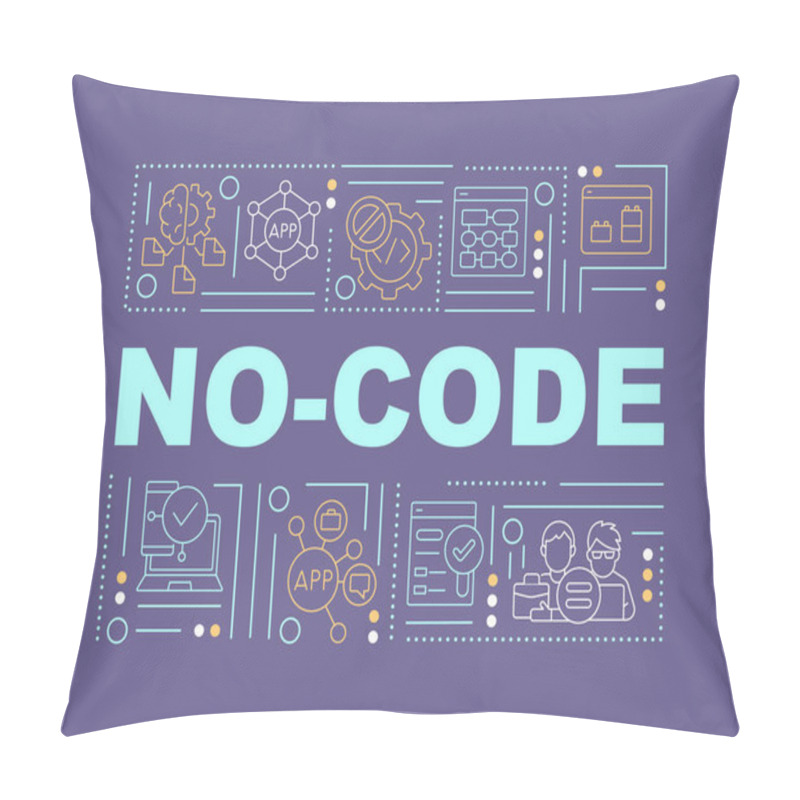 Personality  No Code Word Concepts Purple Banner. Web 3 0 Solutions For Apps Infographics With Linear Icons On Background. Isolated Typography. Vector Color Illustration With Text. Arial-Black Font Used Pillow Covers