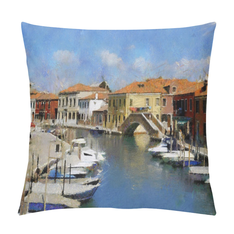 Personality  Beautiful View Of The Canal, Boats And Buildings  In Murano, Italy Pillow Covers