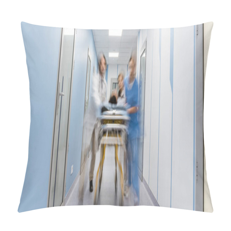 Personality  Group Of Doctors Transportating Patient On Gurney Pillow Covers