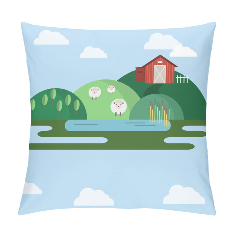 Personality  Farm Animals Countryside View Illustration Pillow Covers