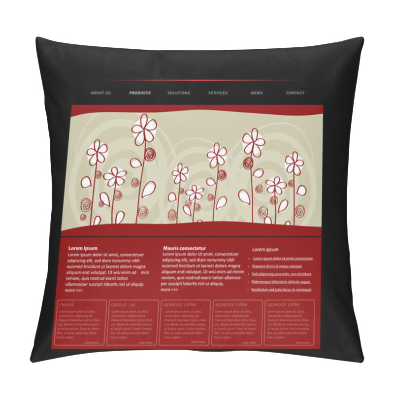 Personality  Website Template With Handdrawn Flowers Pillow Covers