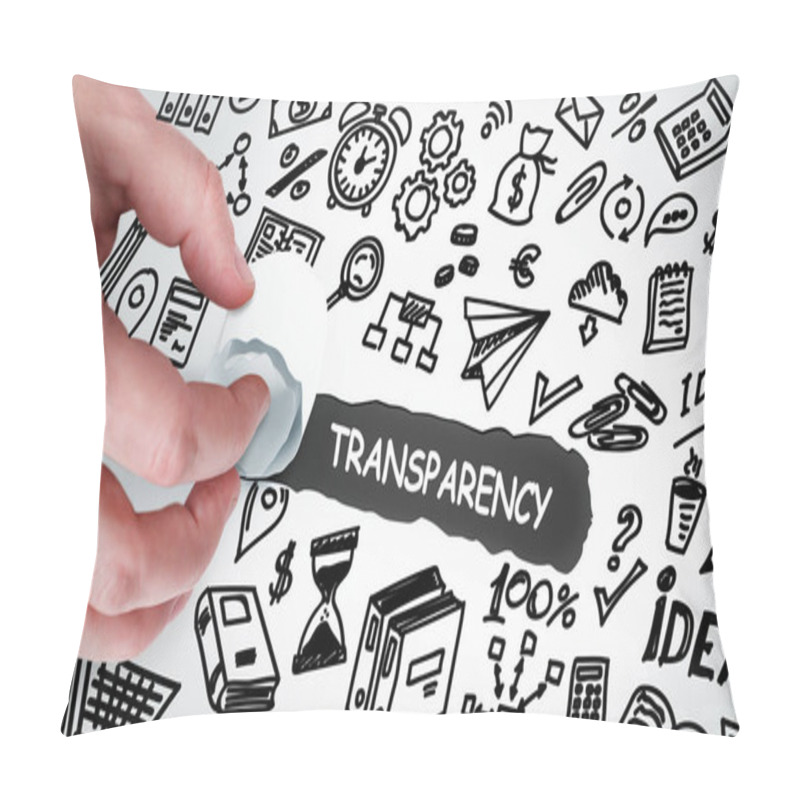 Personality  Technology, Internet And Network Concept. Young Businessman Shows The Word: Transparency Pillow Covers