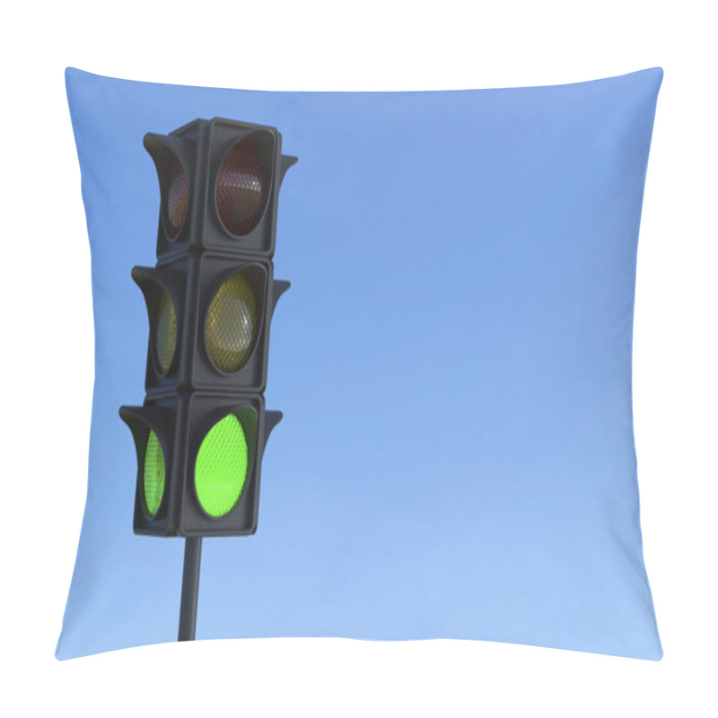 Personality  3D Illustration Green Traffic Light  Pillow Covers