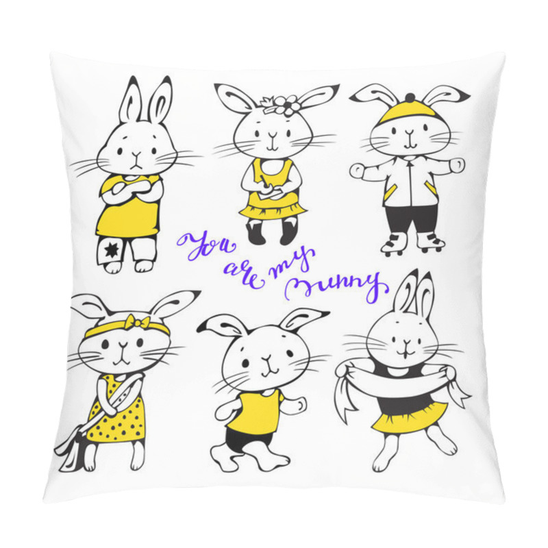 Personality  Funny Cartoon Bunnies Pillow Covers