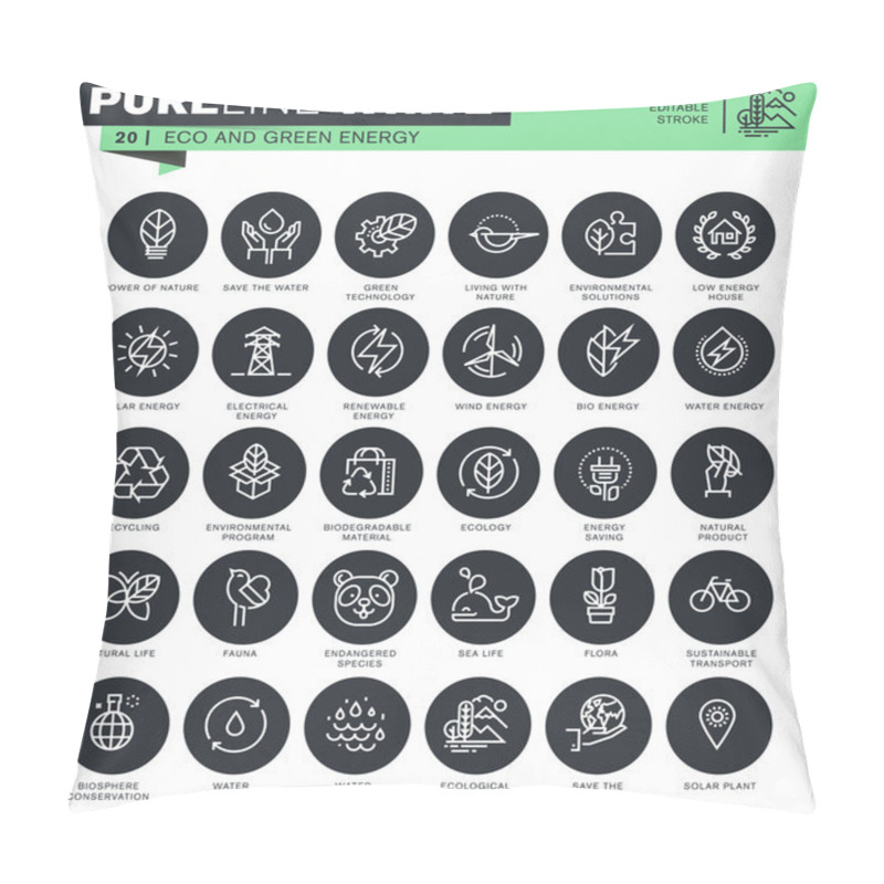 Personality  Set Of Thin Line Icons For Ecology. Icons For Website And Mobile Website And Apps With Editable Stroke. Pillow Covers