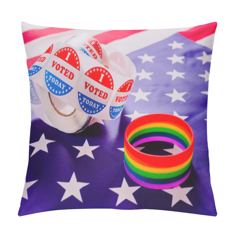 Personality  American Flag And Gay Pride Rainbow Bracelet As A Message In The Pillow Covers