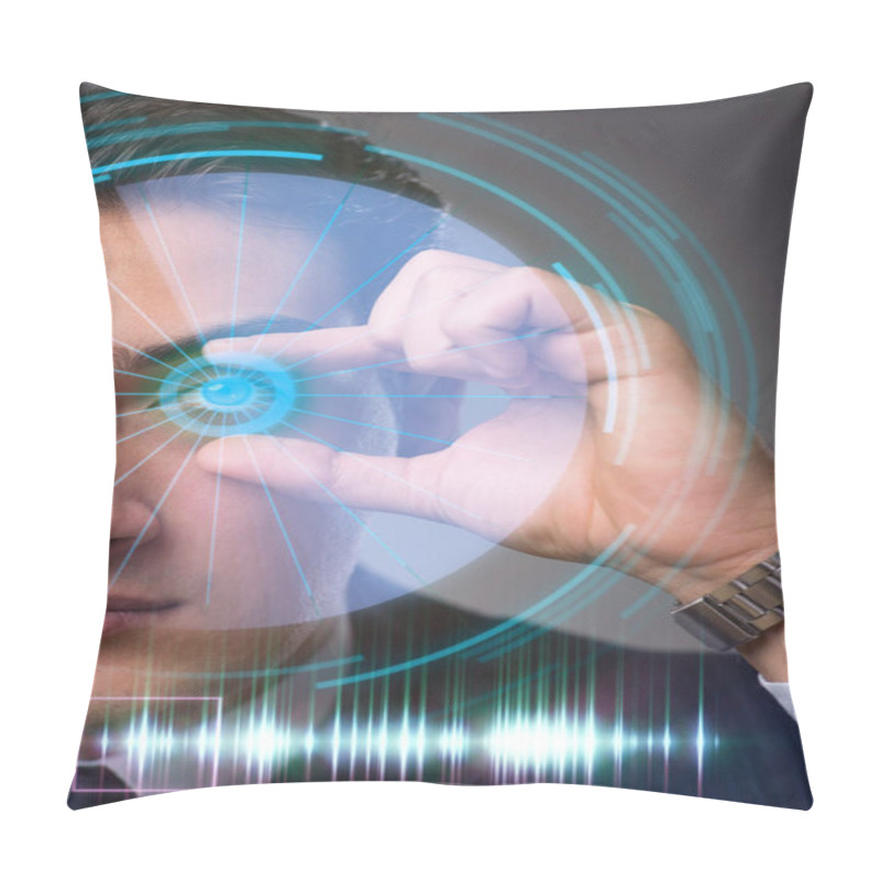 Personality  Futuristic Vision Concept With Businessman Pillow Covers