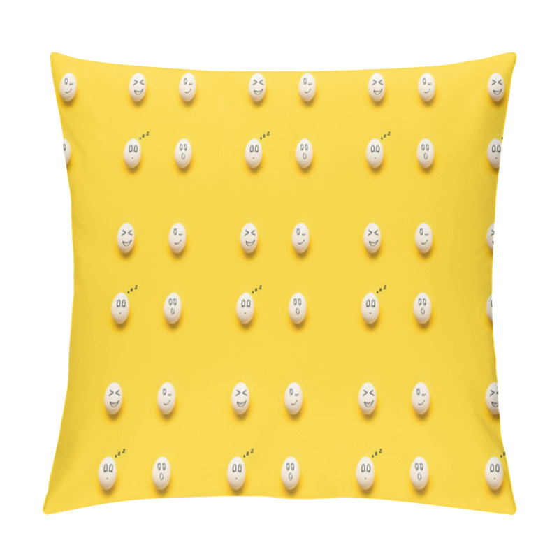 Personality  Painted Eggs With Different Emotions Pillow Covers