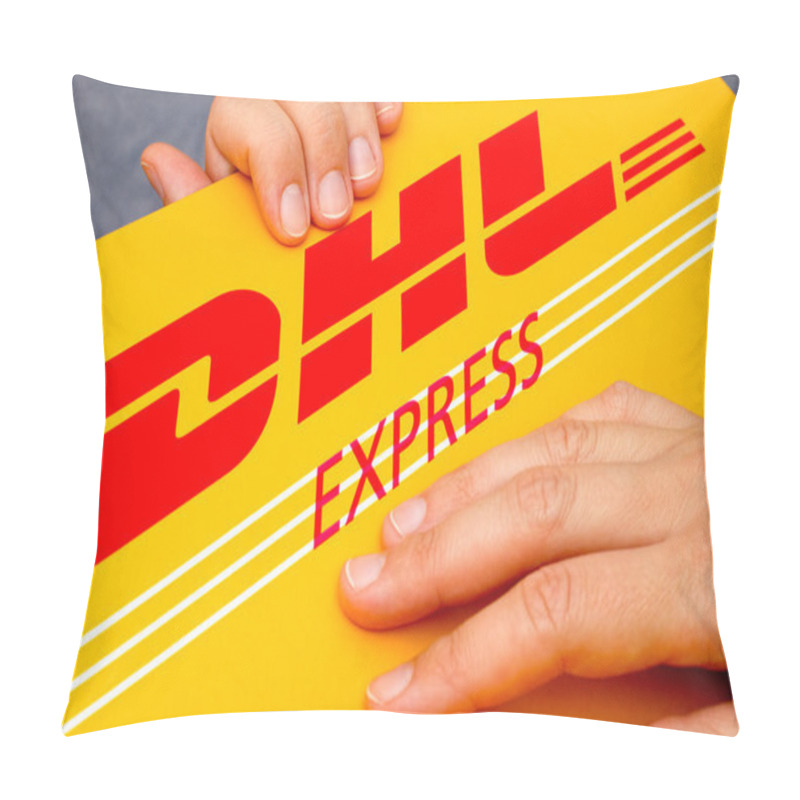 Personality  DHL Express Package In Human Hands Pillow Covers