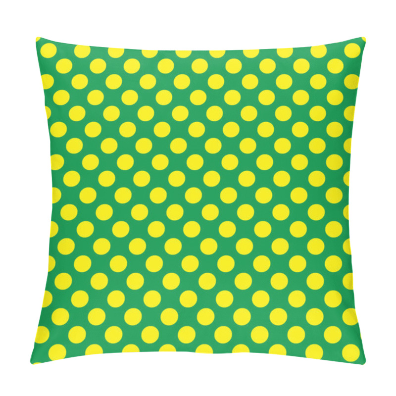 Personality  Seamless Vector Yellow Polka Dots Pattern On Green Background Pillow Covers