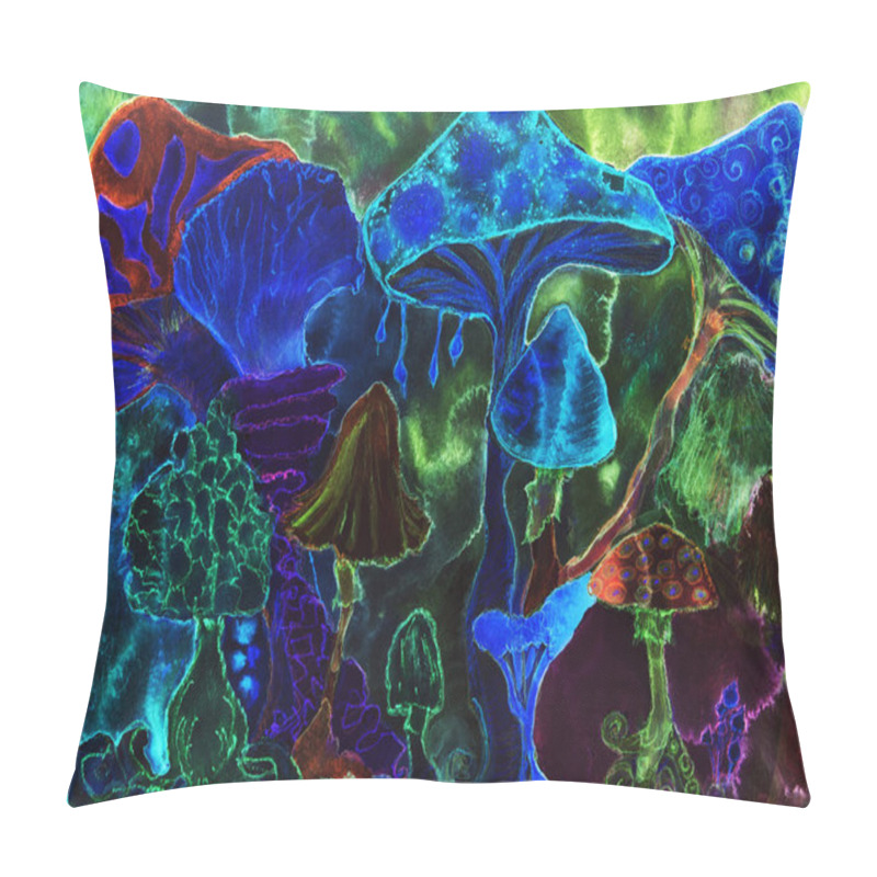 Personality  Having The Blues, Trippy Magical Psychedelic Mushrooms. The Dabbing Technique Near The Edges Gives A Soft Focus Effect Due To The Altered Surface Roughness Of The Paper Pillow Covers