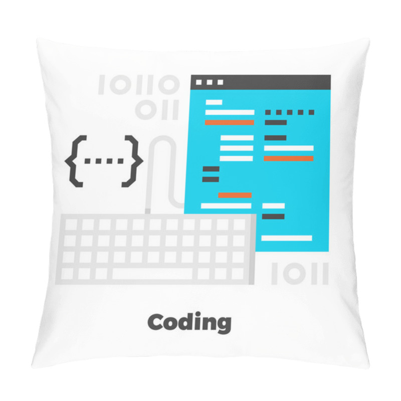 Personality  Coding Flat Icon Pillow Covers