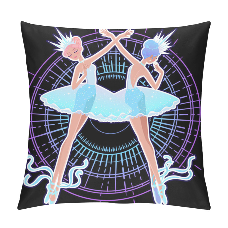 Personality  Beautiful Vector Illustration. The Snowflakes Ballerina Girls. Cute Cartoon Character From Winter Tale And Ballet.  Pillow Covers