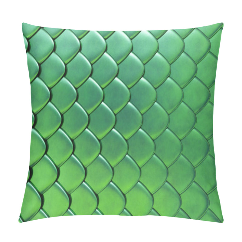 Personality  Snake Or Dragon Green Skin With Scales. Fantasy Texture. 3D Rendered Background. Pillow Covers