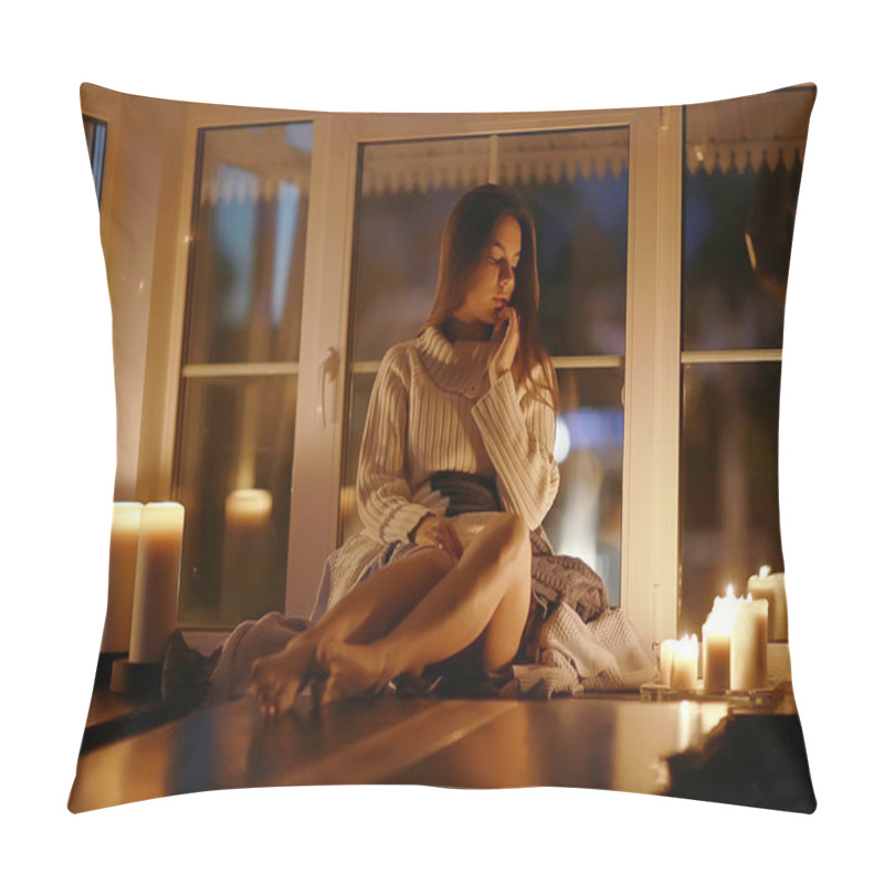 Personality  Young Woman With Candles Pillow Covers