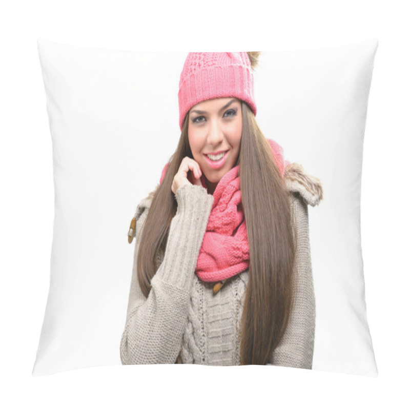 Personality  Woman In Winter Clothes Pillow Covers