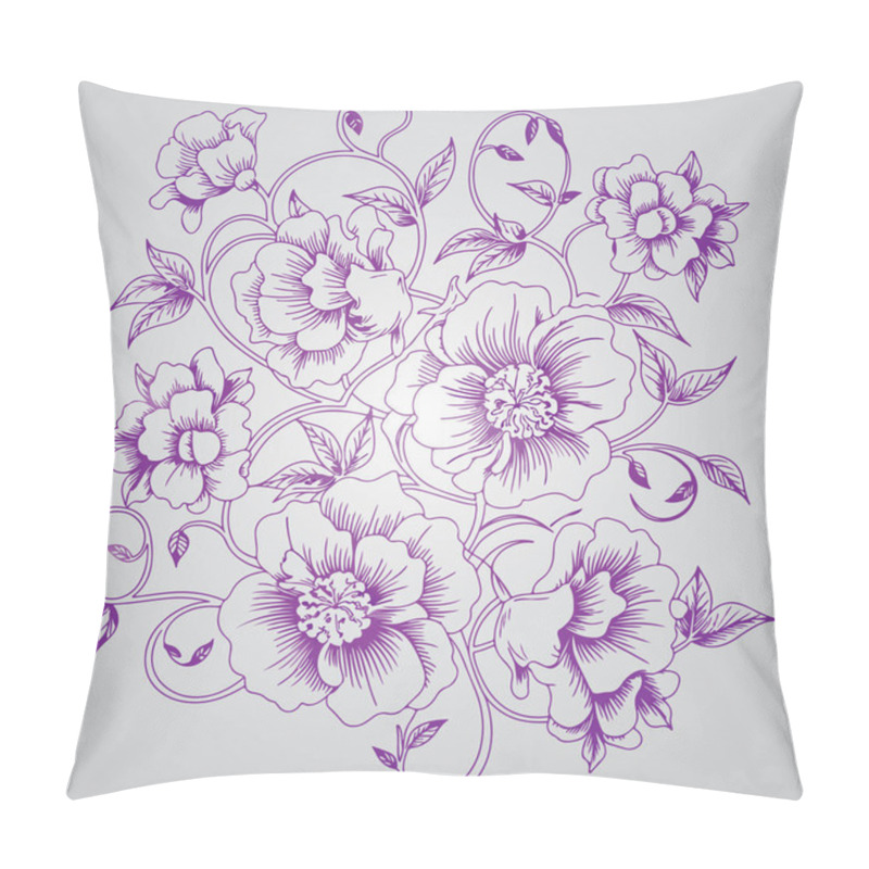 Personality  A Hand Drawn Illustration Floral Ornament With Flowers And Leaves Pillow Covers