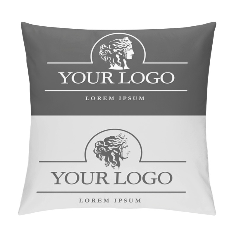 Personality  Ancient Greece Woman Head. Greek Or Roman Goddess Face. Logo Design Template. Pillow Covers