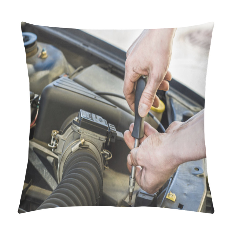 Personality  Car Mechanic At Work Pillow Covers