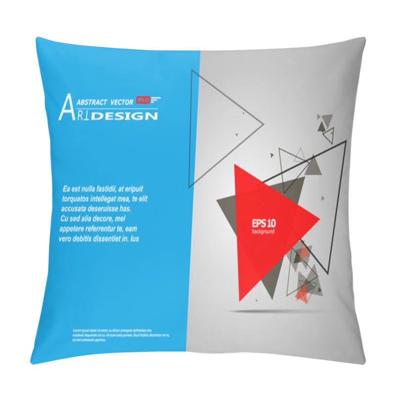 Personality  Abstract Composition, Text Frame Surface, White, Blue Title Sheet, A4 Brochure Issue, Creative Figure, Red Triangle Contour Icon, Logo Construction, Banner Form Texture, Flyer Fiber, EPS10 Backdrop Pillow Covers