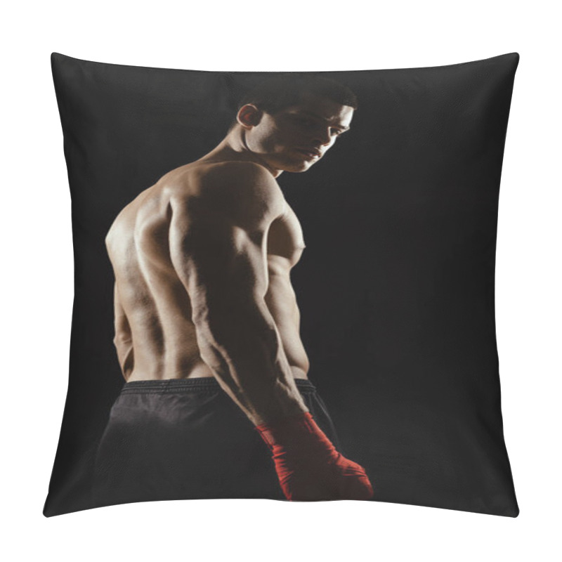 Personality  Portrait Of Male Boxer Looking Over Shoulder Pillow Covers