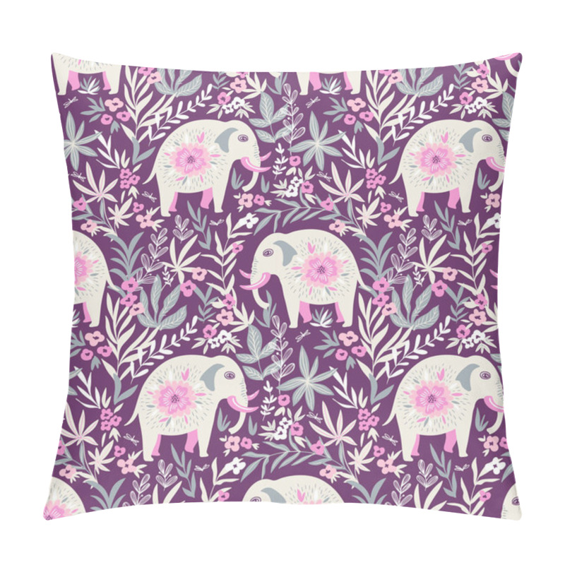 Personality  Pattern With Elephants In Jungle Pillow Covers