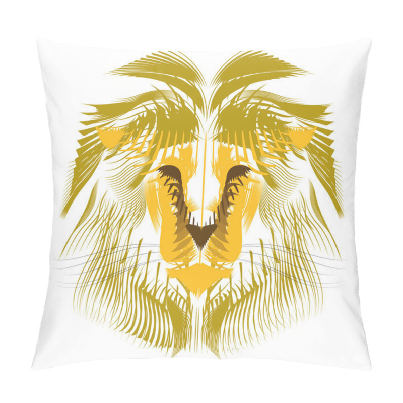 Personality  Isolated Outline Of A Lion Face Pillow Covers