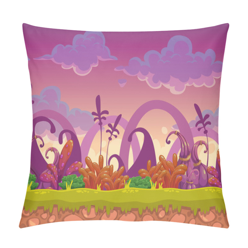 Personality  Cartoon Fantasy Vector Seamless Landscape Pillow Covers