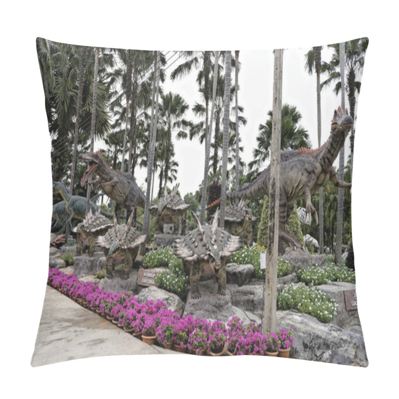 Personality  Dinosaur Park In The Park Of Madame Nong Nooch Pillow Covers