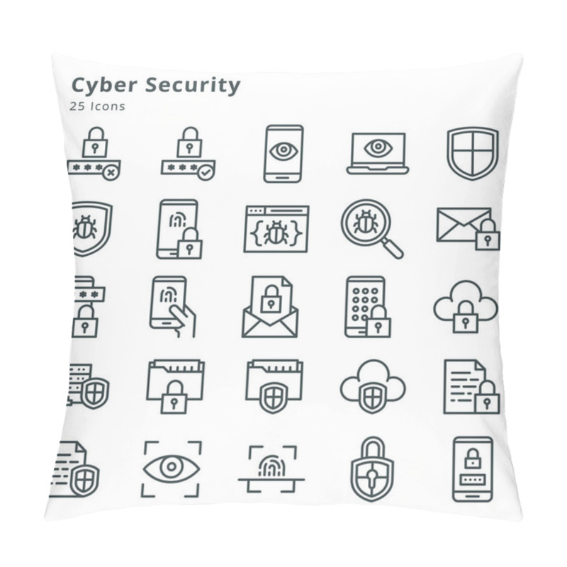 Personality  25 Icons On Cyber Security And Related Topic Pillow Covers