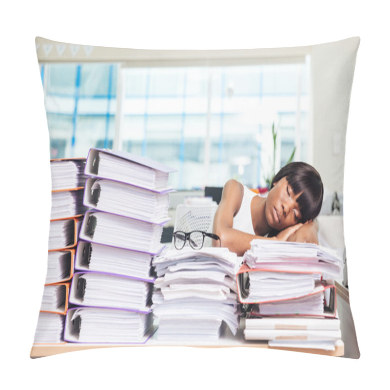 Personality  Businesswoman Sleeping On The Papers In Office Pillow Covers