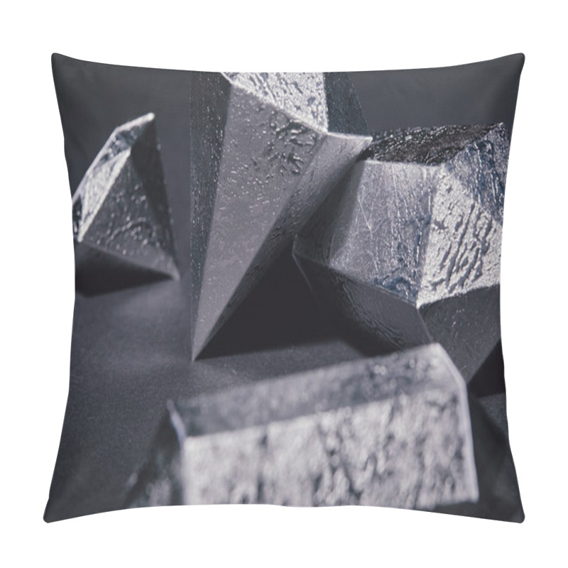 Personality  Close-up View Of Beautiful Shiny Silver Pieces On Black  Pillow Covers