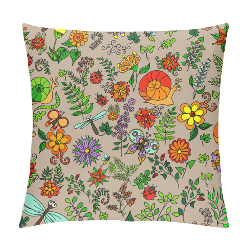 Personality  Seamless Hand Drawn Nature Pattern Pillow Covers