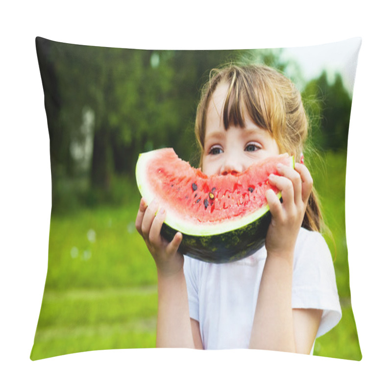 Personality  Girl Eating Watermelon Pillow Covers