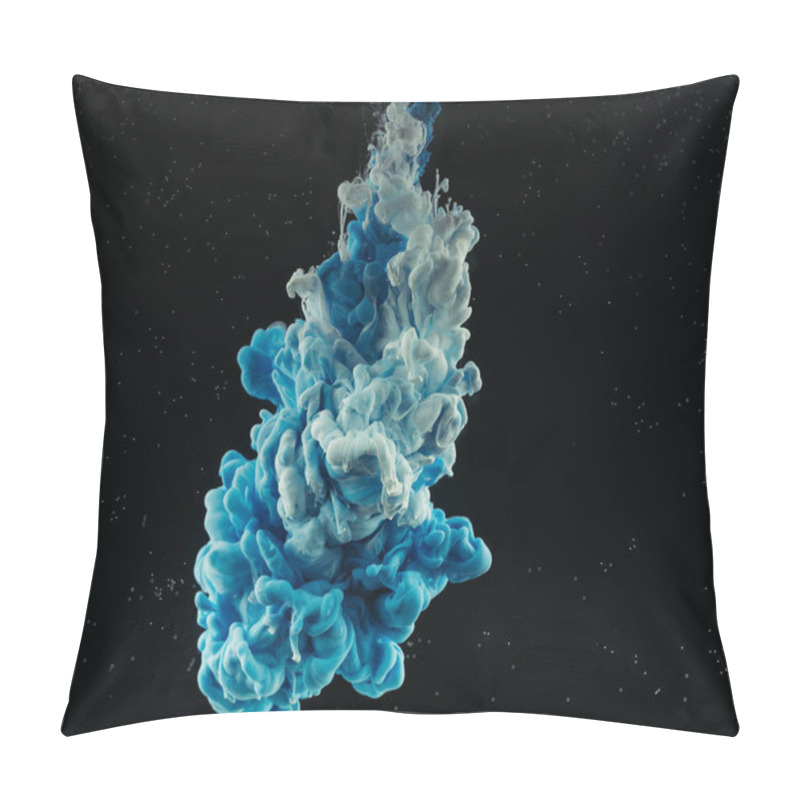 Personality  Abstract Blue And White Flowing Paint On Black Pillow Covers