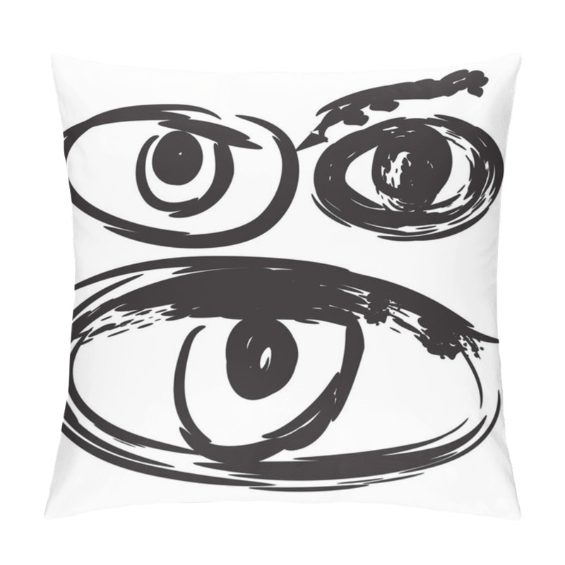 Personality  Hand Drawn Eye Set. Optical Doodle Sketch, Eyesight Drawing, Scribble Eyes Design Elements Engraved, Eyeball In Black White Retro Style, Eye Vector Illustration Pillow Covers