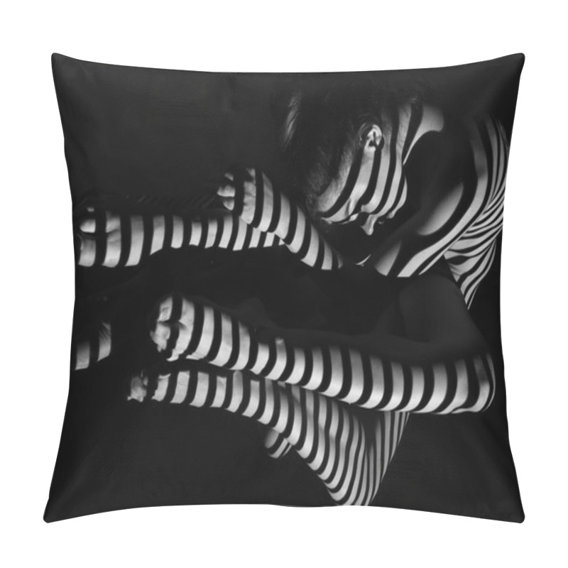 Personality  The Nude Woman With Black And White Zebra Stripes Pillow Covers