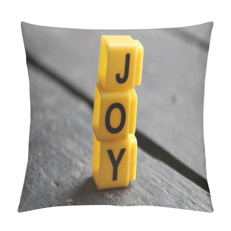 Personality  Joy Creative Concept, Inscription On Yellow Cubes. Pillow Covers