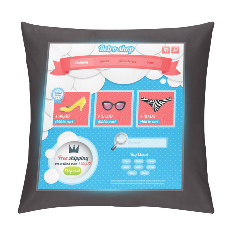 Personality  Web Site Design Template, Vector. Pillow Covers