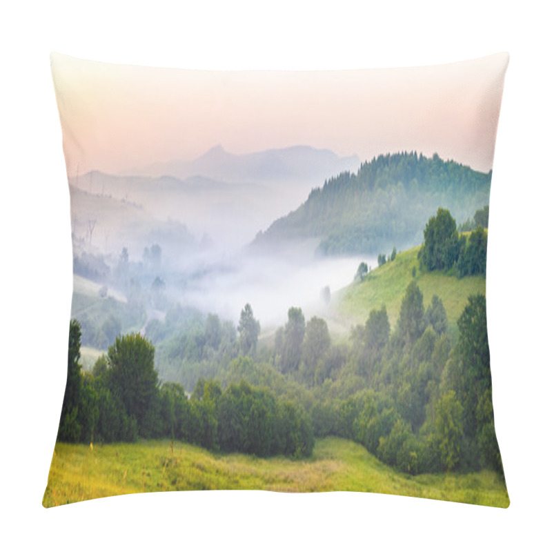 Personality  Fog On Hillside In Rural Area Pillow Covers