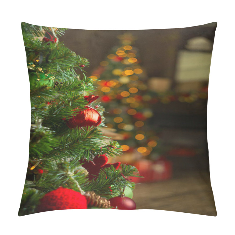 Personality  Beautiful Abstract Christmas Background With Christmas Garlands Pillow Covers