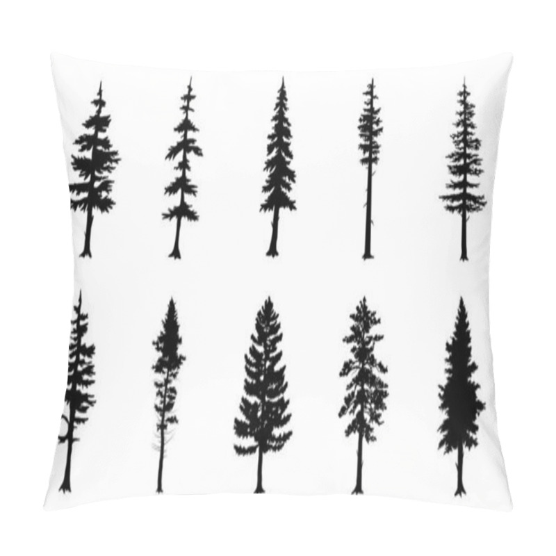 Personality  Collection Trees Silhouette Symbol Style And White Background. Can Be Used For Your Work. Pillow Covers