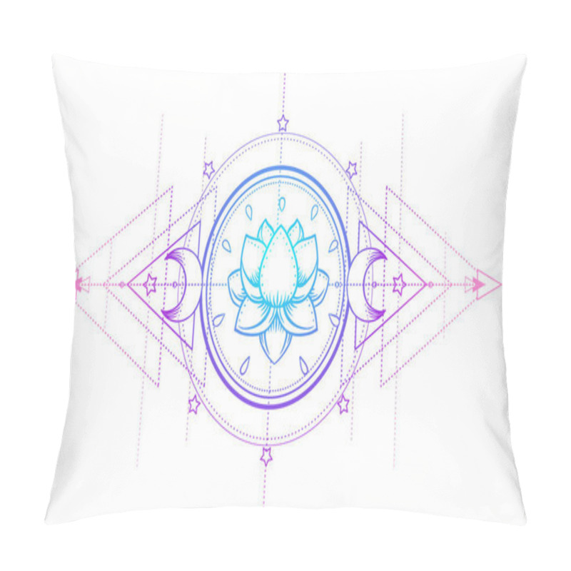 Personality  Sacred Geometry And Boo Symbol Set. Ayurveda Sign Of Harmony And Balance. Tattoo Design, Yoga Logo. Poster, T-shirt. Colorful Gradient Over Black. Astrology, Esoteric, Religion. Pillow Covers