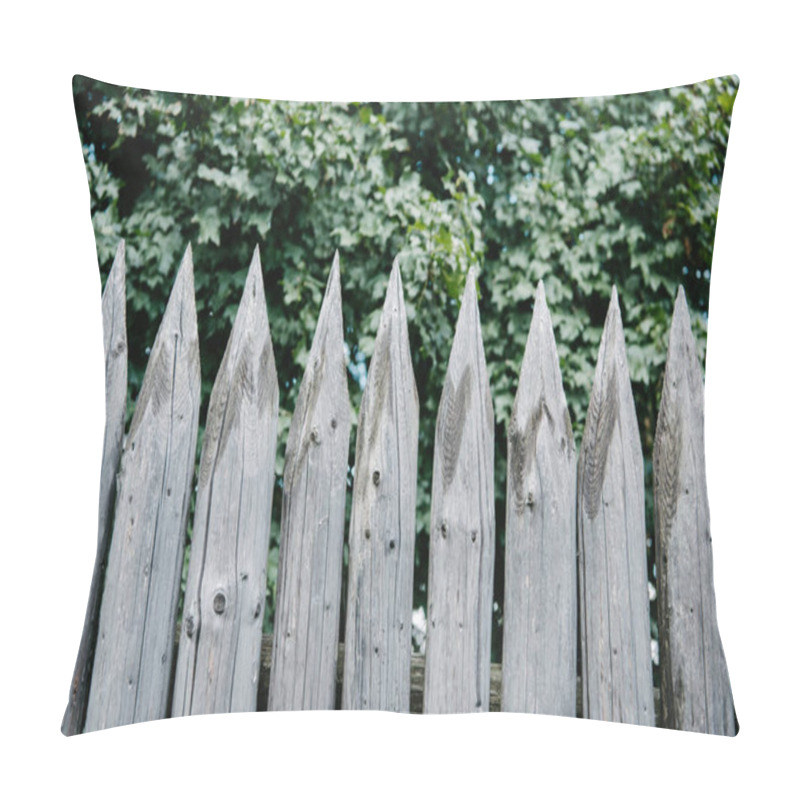 Personality  Green Leaves Behind Wooden Sharpened Fence Pillow Covers