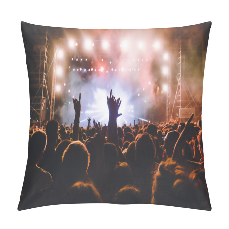 Personality  People Taking Photographs With Touch Smart Phone During A Music  Pillow Covers