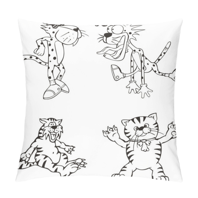 Personality  Leopard And Cat Cartoons Pillow Covers