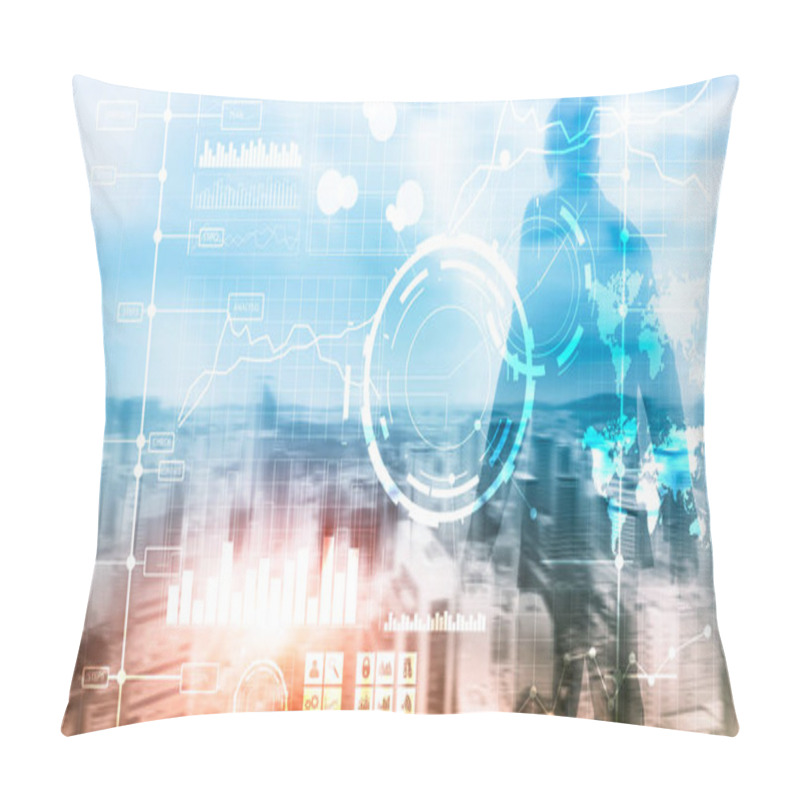 Personality  Business Intelligence BI Key Performance Indicator KPI Analysis Dashboard Transparent Blurred Background. Pillow Covers