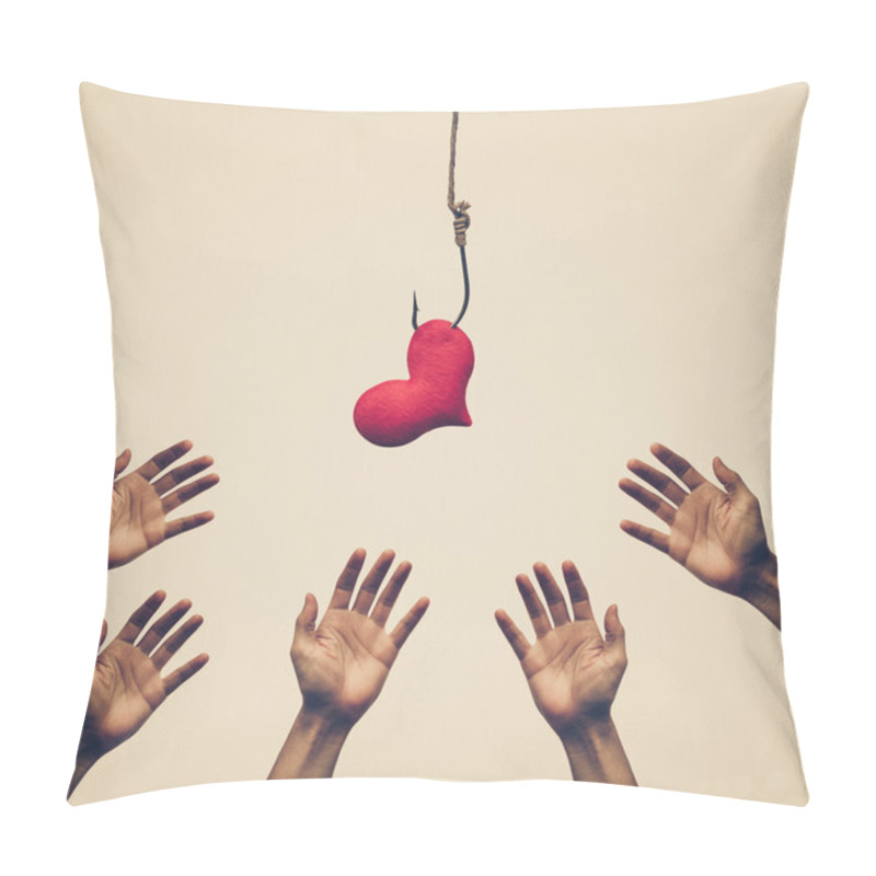 Personality  Red Heart On A Fish Hook Pillow Covers