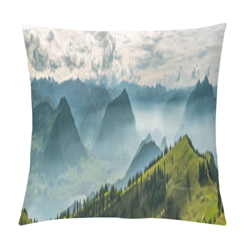 Personality  Beautiful Panoramic View On Swiss Alps Around Lake Lucerne As Se Pillow Covers